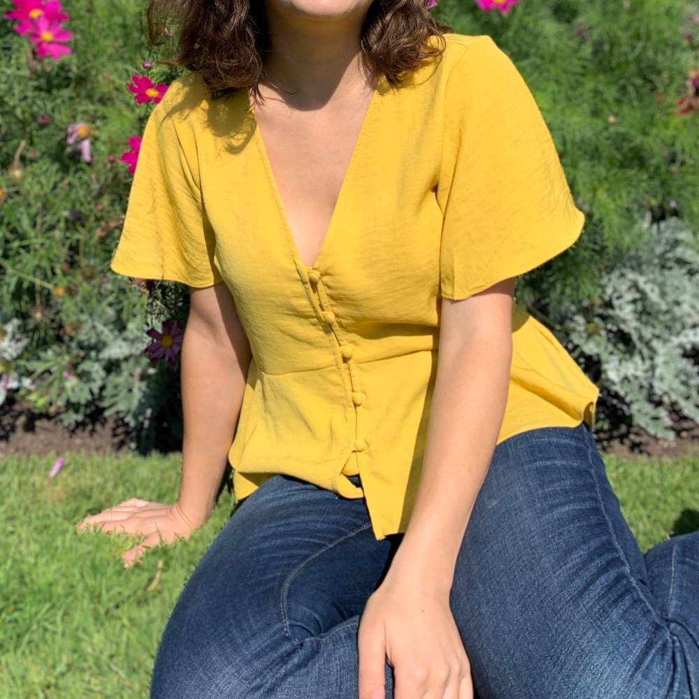 Topshop Meghan Front Button Peplum Top